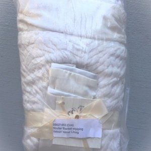 NWT Luxe Baby Stroller Blanket Ivory Cream Velour Satin Ruffle Luxury 29" x 35"
